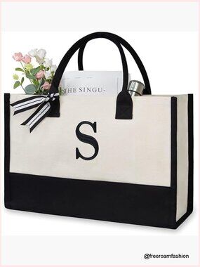 Personalized Monogrammed Canvas Beach Tote Bag for Women